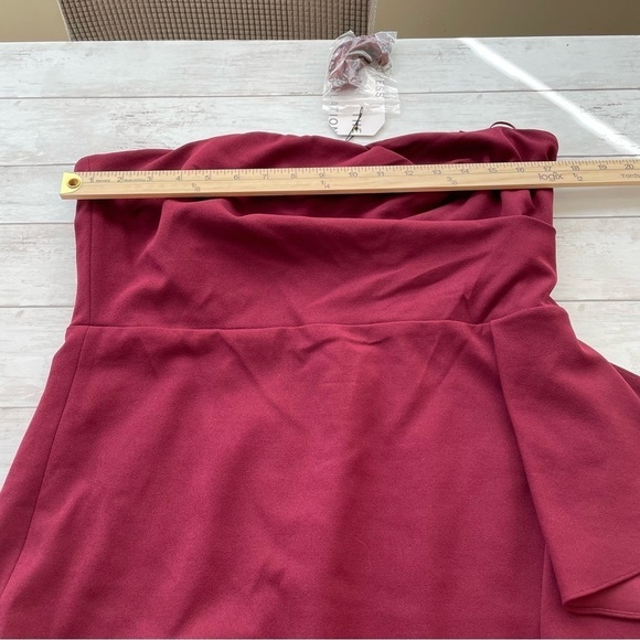 Dress The Population Liv midi Dress - Burgundy - Red - XL ruffles asymmetrical - Picture 5 of 10